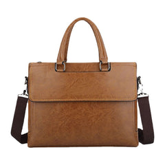 Men's Vintage Leather Anti-theft Waterproof 14" Laptop Briefcase Crossbody Bag