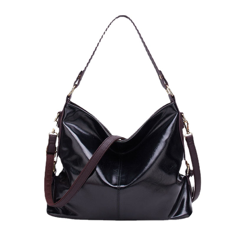 Women Faux Leather Retro Fashion Large Wax Capacity Handbag Shoulder Bag Tote