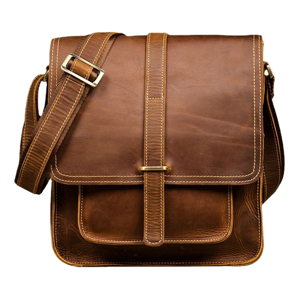 Men's Vintage PU Leather Crossbody Bag - Large Capacity, Multifunctional, Casual Shoulder Bag