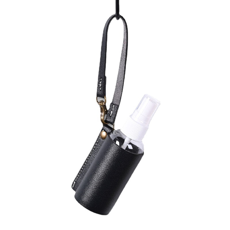 Women Faux Leather Casual Portable Solid Color Disinfectant Keychain Pendant Bag Accessory