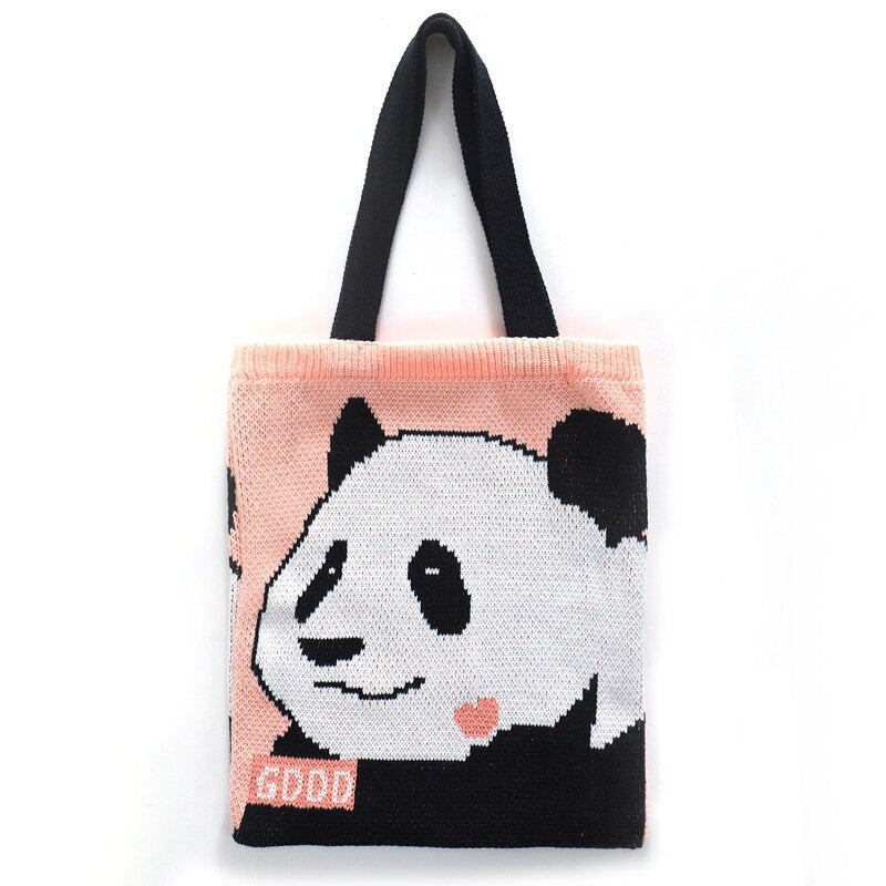 Winter Olympics Beijing  Cute Panda Printing Handbag Polyester Fiber Large Capacity Waterproof Shoulder Bag Shopping