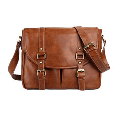 Men's Vintage PU Leather Waterproof Crossbody Bag, Multi-pocket, Large Capacity Shoulder Bag
