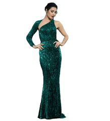 Love&Lemonade Open Back Separate Sleeve Elastic Sequins Long Dress LM81333-1 Autumn/Winter