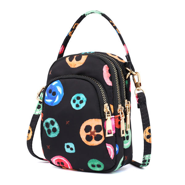 Women Nylon Waterproof Print Crossbody Bag Multi-pocket Phone Purse