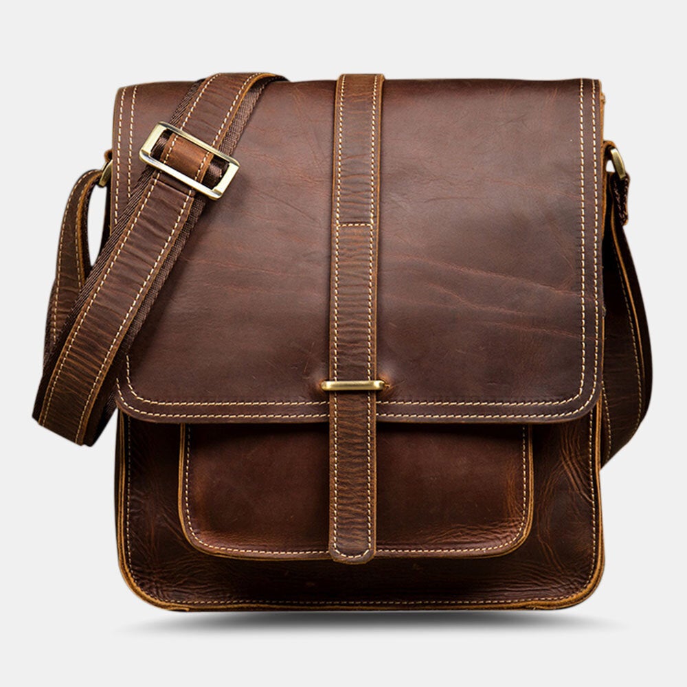 Men's Vintage PU Leather Crossbody Bag - Large Capacity, Multifunctional, Casual Shoulder Bag