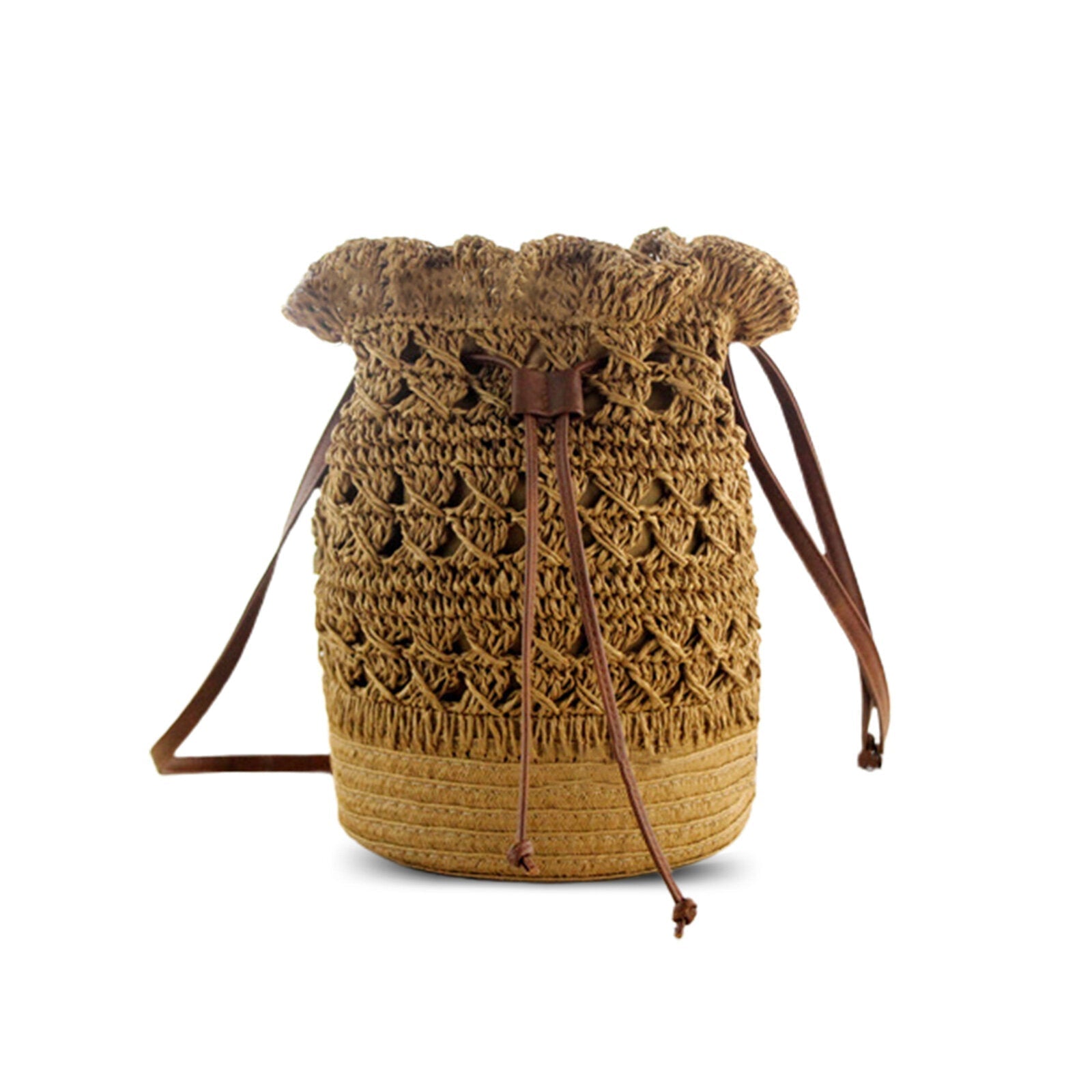 Women Strawn Bohemian Stylish Light Weight Crossbody Bag Beach Bucket