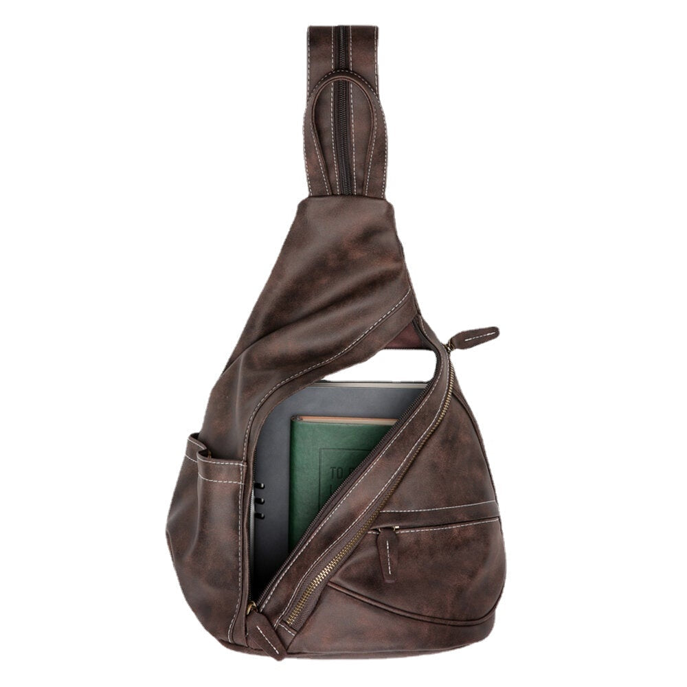 Men's Faux Leather Multi-Pocket Wear-Resistant Crossbody Chest Bag