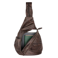 Men's Faux Leather Multi-Pocket Wear-Resistant Crossbody Chest Bag