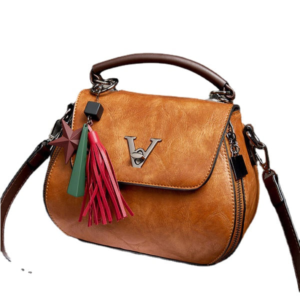 Vintage Elegant Tassel Bucket Bag Shoulder Handbag Crossbody For Women