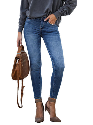 Casual Women Zipper Slim Long Denim Jeans