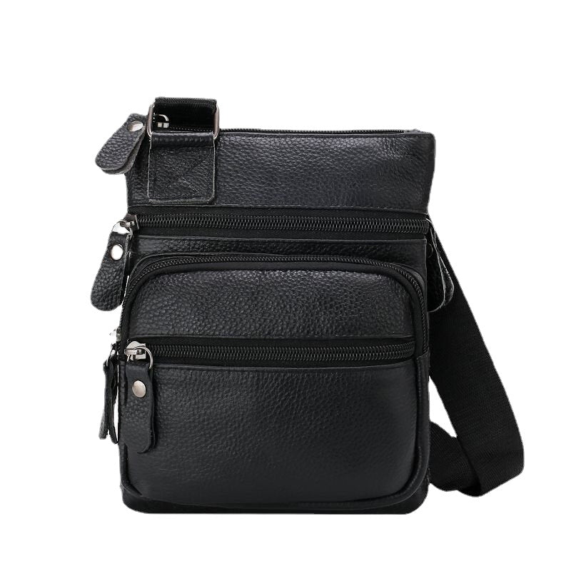 Men's Waterproof Leather Crossbody Bag - Large Capacity, Wear-Resistant