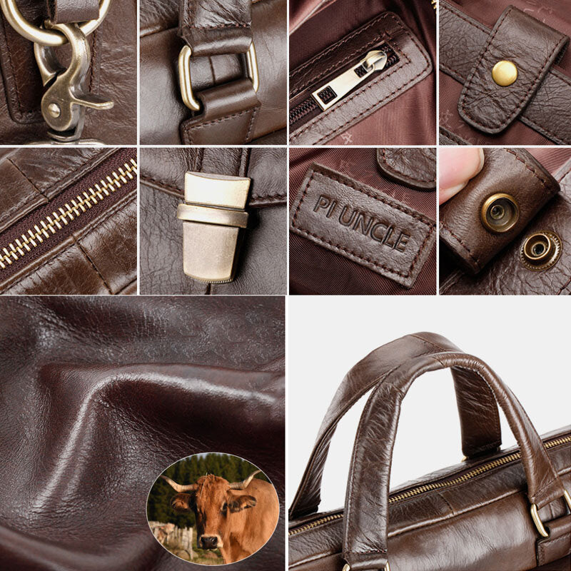 Men's Genuine Leather Multi-Function Retro Large Capacity Shoulder & Crossbody Bag