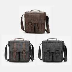 Men's Retro Faux Leather Multi-pocket Crossbody Travel Bag