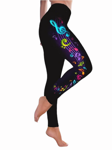 Women's Sporty Athleisure Weekend Yoga Print Stretchy Ankle-Length High Waist Pants