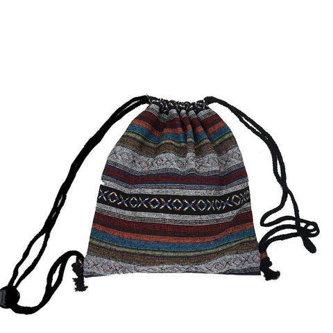Gypsy Bohemian Ibiza Style Women's Drawstring Fabric Backpack