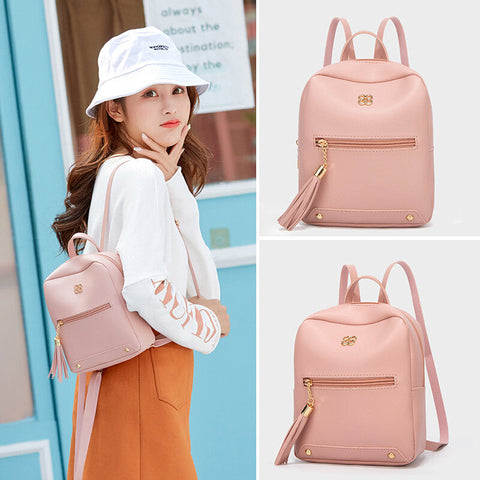 Women Fashion Pure Color Light Weight Large Capacity Backpack