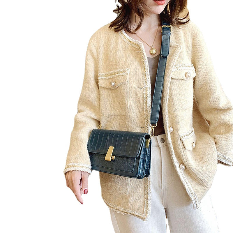 Women Vintage Lizard Grain Crossbody Bag Shoulder