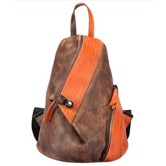 Women Retro Genuine Leather Vintage Craft Hand-brushed Backpack