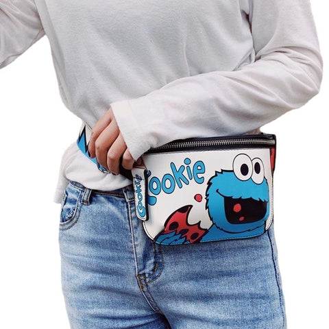 Fashionable Women's Leather Fanny Pack With Cartoon Pattern