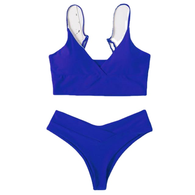 Sexy Women's High Waist Cotton Swimwear Solid Color