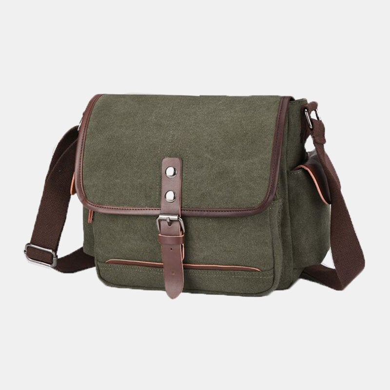 Men's Vintage Canvas Laptop Messenger Bag - Large, Water-Resistant, Crossbody Shoulder Bag