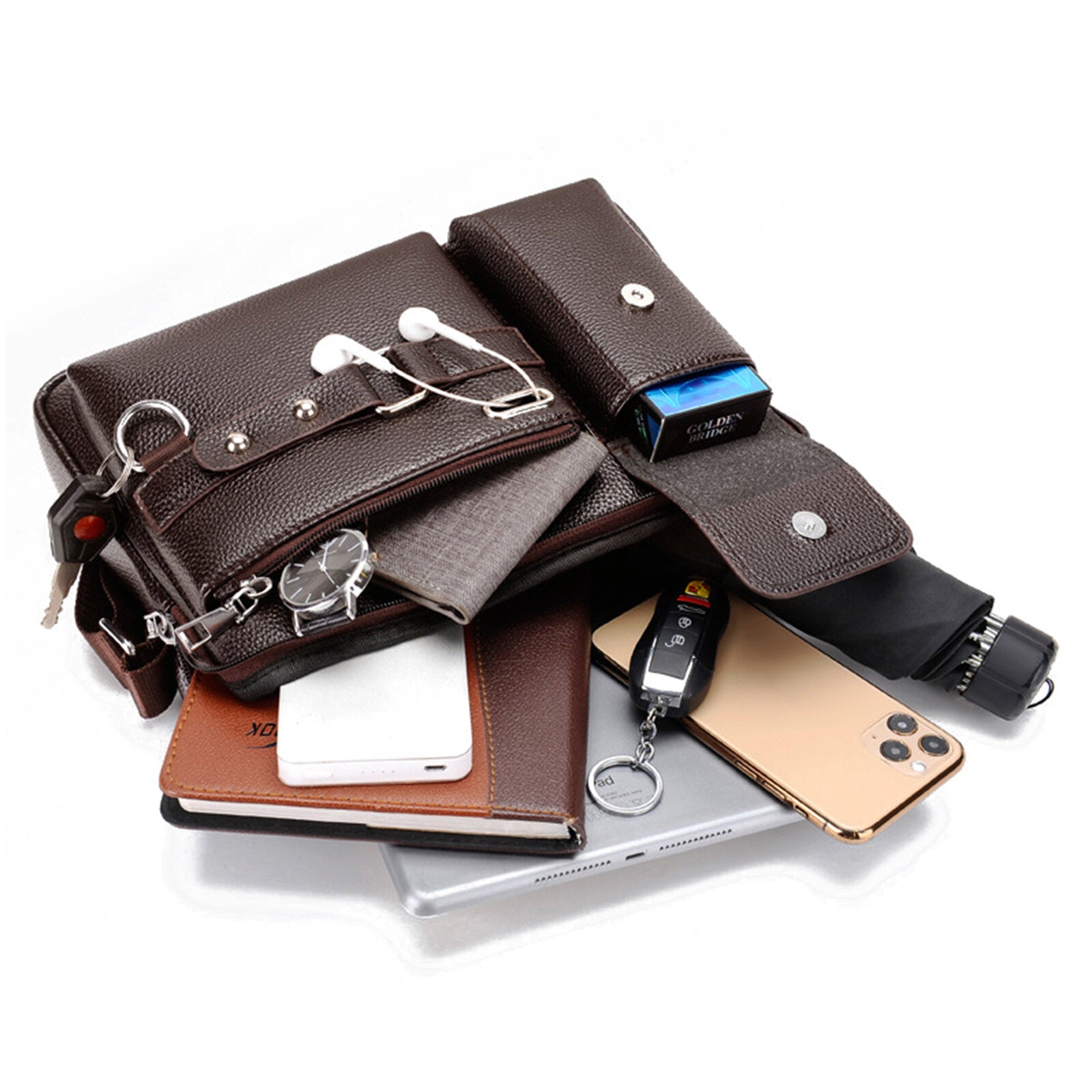 Men's Vintage Leather Crossbody Bag - Large Capacity, Durable, Multifunctional Business Briefcase