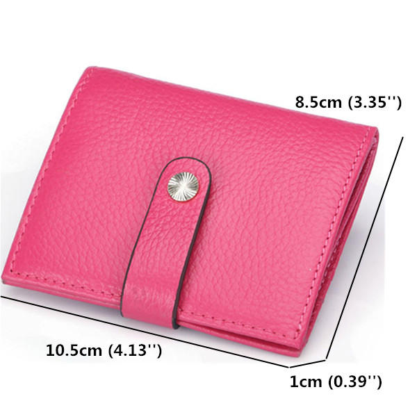 Women Hasp Short Wallets Genuine Leather Purse Card Holder Coin Bags