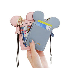 Cute Animal Shape Card Holder Wallet Purse Neck Lanyard for Women