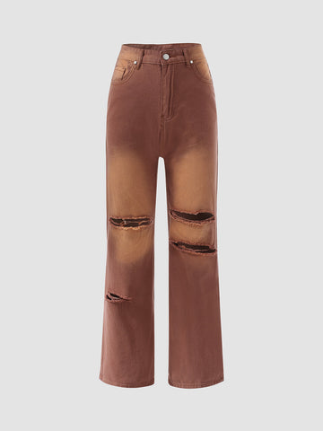 Ombre Ripped Pocket Cotton Jeans