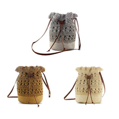 Women Strawn Bohemian Stylish Light Weight Crossbody Bag Beach Bucket