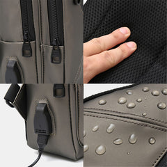 Men Polyester Multi-carry Medium Capacity With USB Charging Chest Bag Shoulder Bag