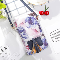 Women Casual Multi-Color Flower National Card Holder Phone Bag Crossbody