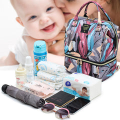 Women Canvas Casual Mummy And Kids Patchwork Backpack Handbag