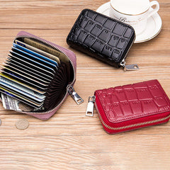 Women Genuine Leather Stone Pattern 16 Card Slots Holder Wallet Coin Purse