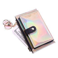 Fashion Women's Mini Zippered Purse With Keychain For Money Credit Card