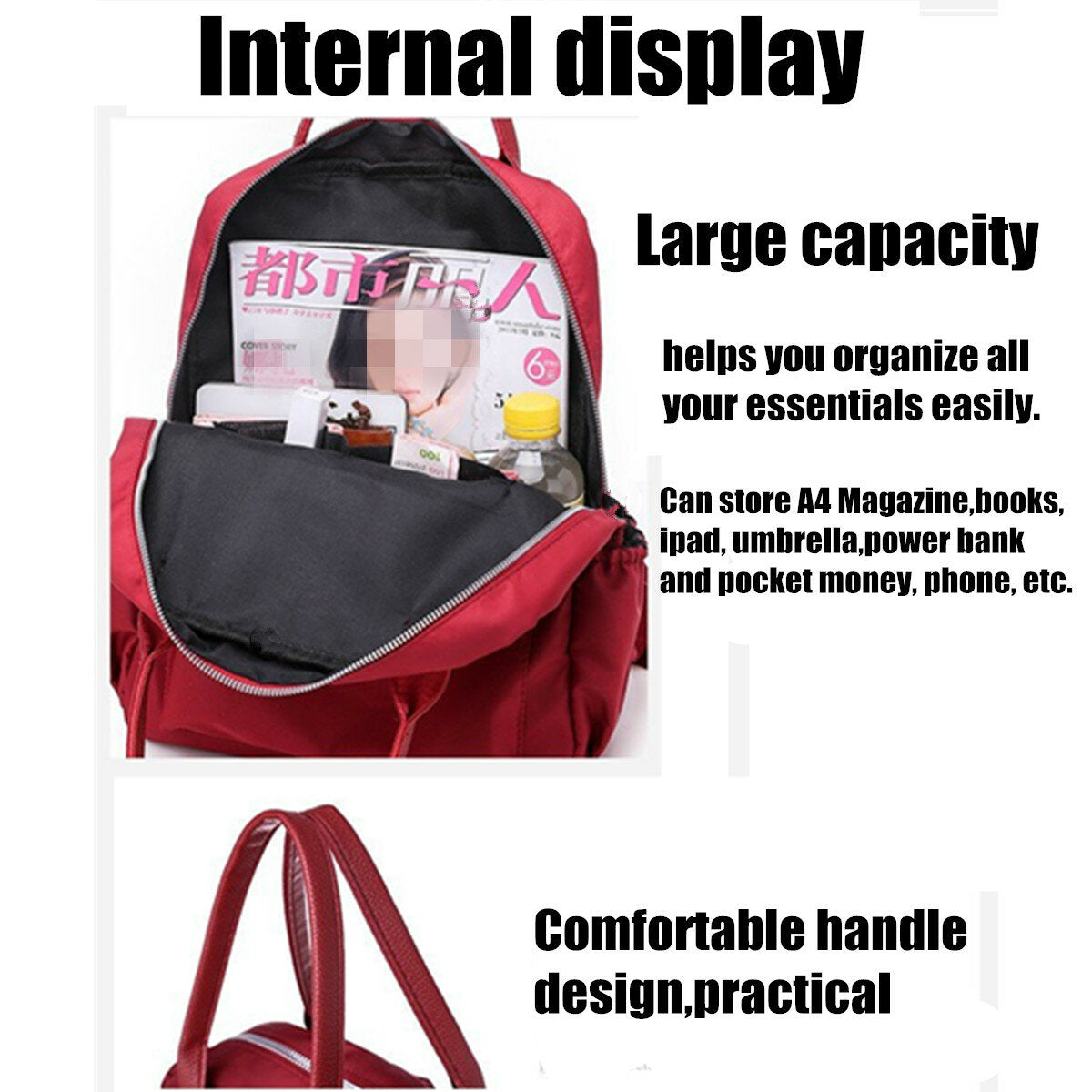 Women Waterproof Oxford Cloth Backpack Travel Handbag Shoulder Bag Tote Rucksack