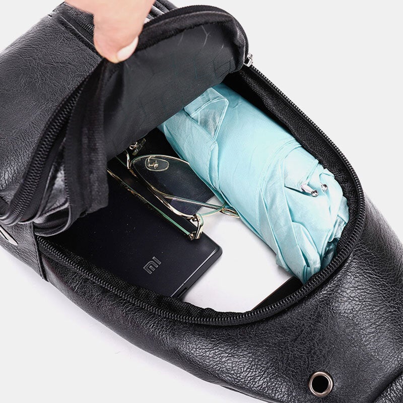 Men's Multi-pocket Crossbody Sling Bag with Earphone Hole