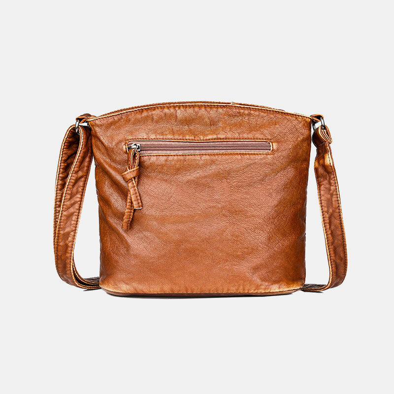 Women Solid Multi-pocket Middle-aged Crossbody Bag Shoulder