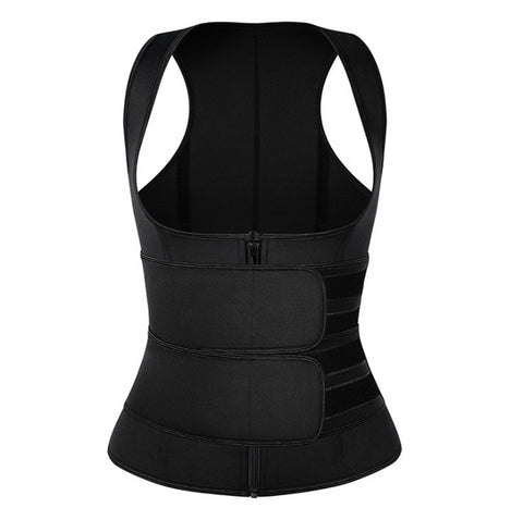 Zipper Double Belts Waist Corset Weight Loss Slimming Sweat Vest Workout Body Tank Top