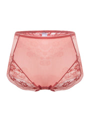 Plus Size Women Sheer Lace Floral Jacquard Breathable High Waist Panties