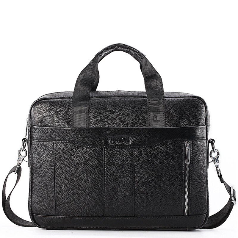 Men's Genuine Leather Large Capacity Crossbody Shoulder Business Bag
