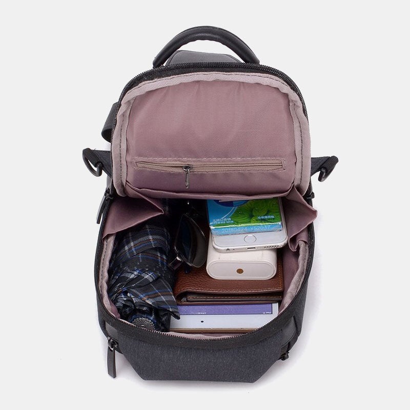 Men's Waterproof Anti-theft USB Charging Crossbody Bag with Large Capacity
