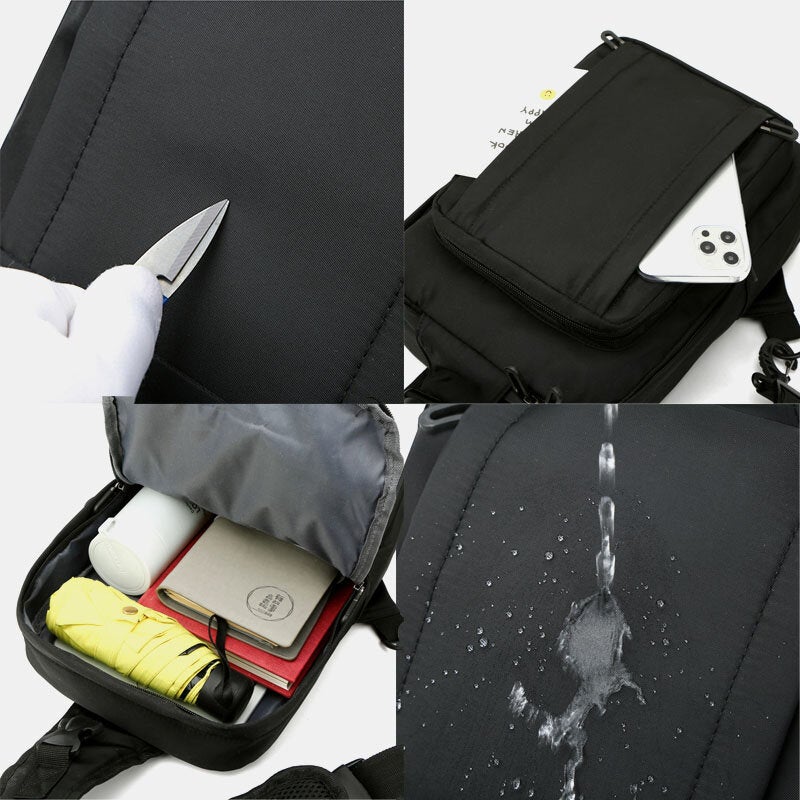 Men's Waterproof Nylon Multi-Pocket Crossbody Shoulder Bag