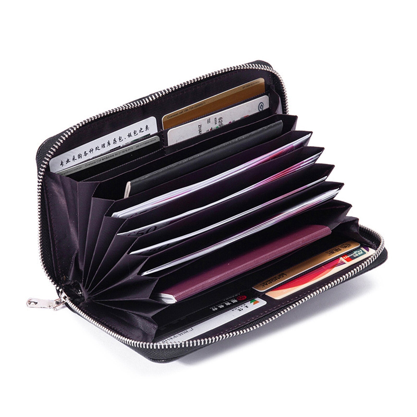 Women Genuine Leather RFID Multifunctional Wallet Multi-compartment Multi-card Slot Long Zipper