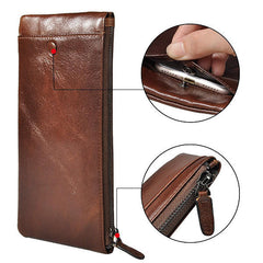 Genuine Leather Zipper Long Wallet Purse Card Holder 5.5'' Phone Case For Iphone Huawei Samsung