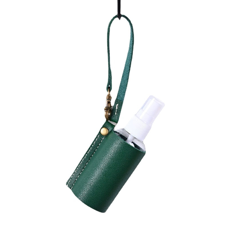 Women Faux Leather Casual Portable Solid Color Disinfectant Keychain Pendant Bag Accessory