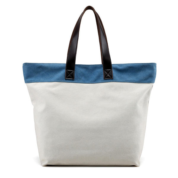 Women Canvas Hit Color Tote Bag Casual Handbag Shoulder