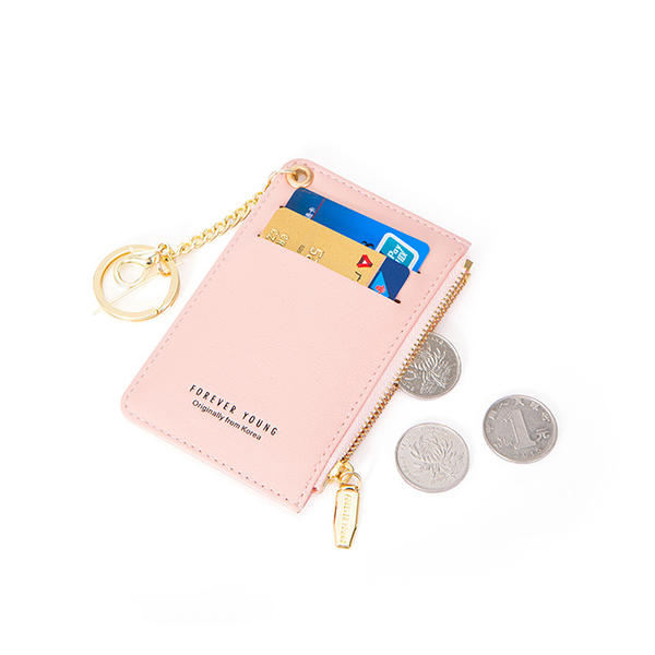 Women Faux Leather Card Holder Small Coins Bag Purse Key Chain