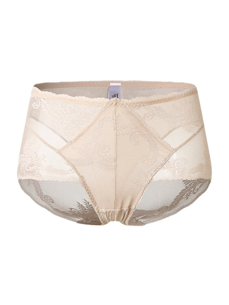 Women's High Waist Floral Lace Lingerie Panties - Breathable & See-Through