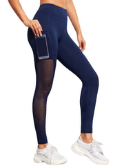 Women Solid Color Mesh Patchwork Hip Lift Sport Yoga Leggings